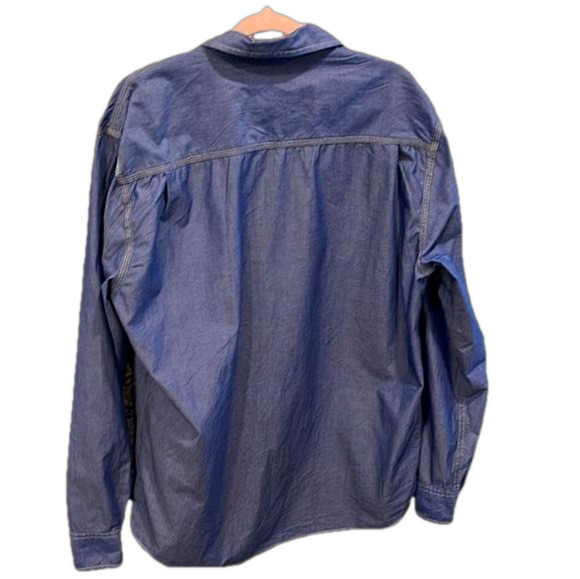 Weatherproof L 100% cotton soft blue long sleeve shirt with 2 pockets - Picture 2 of 5